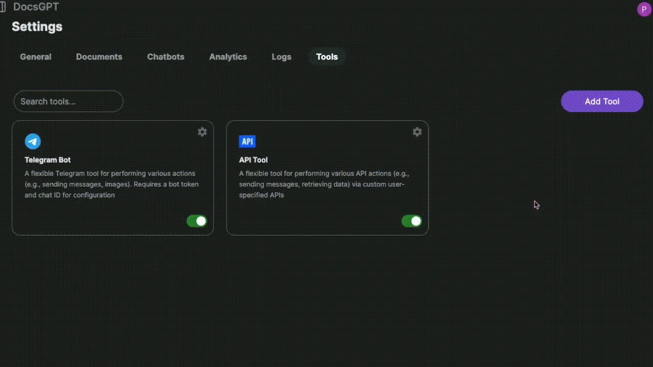 Custom tool API